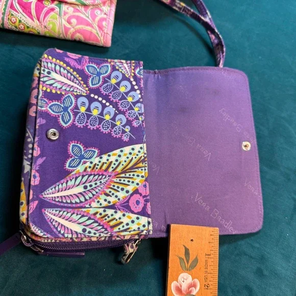 Vera Bradley Purple Paisley Crossbody Wallet Organizer Bag Lot of 3 Bundle Quilt - Picture 10 of 16